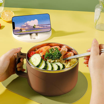 Microwave Ramen Bowl with Handles, 304 Stainless Steel Liner, Large Soup Cups for Ramen, Noodle, Cereal, 42 oz