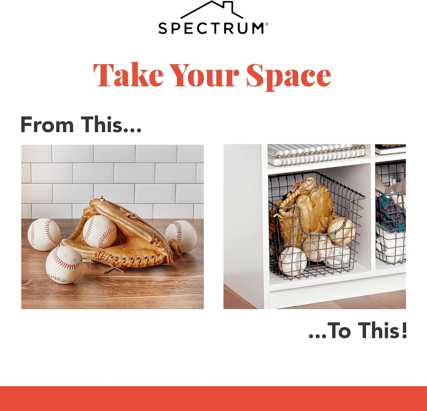 Spectrum Diversified Scoop Wire Basket, Vintage-Inspired Steel Storage for Kitchen, Pantry, Bathroom