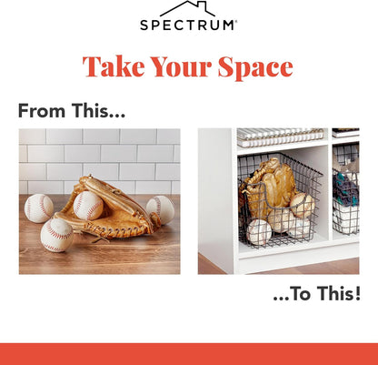 Spectrum Diversified Scoop Wire Basket, Vintage-Inspired Steel Storage for Kitchen, Pantry, Bathroom