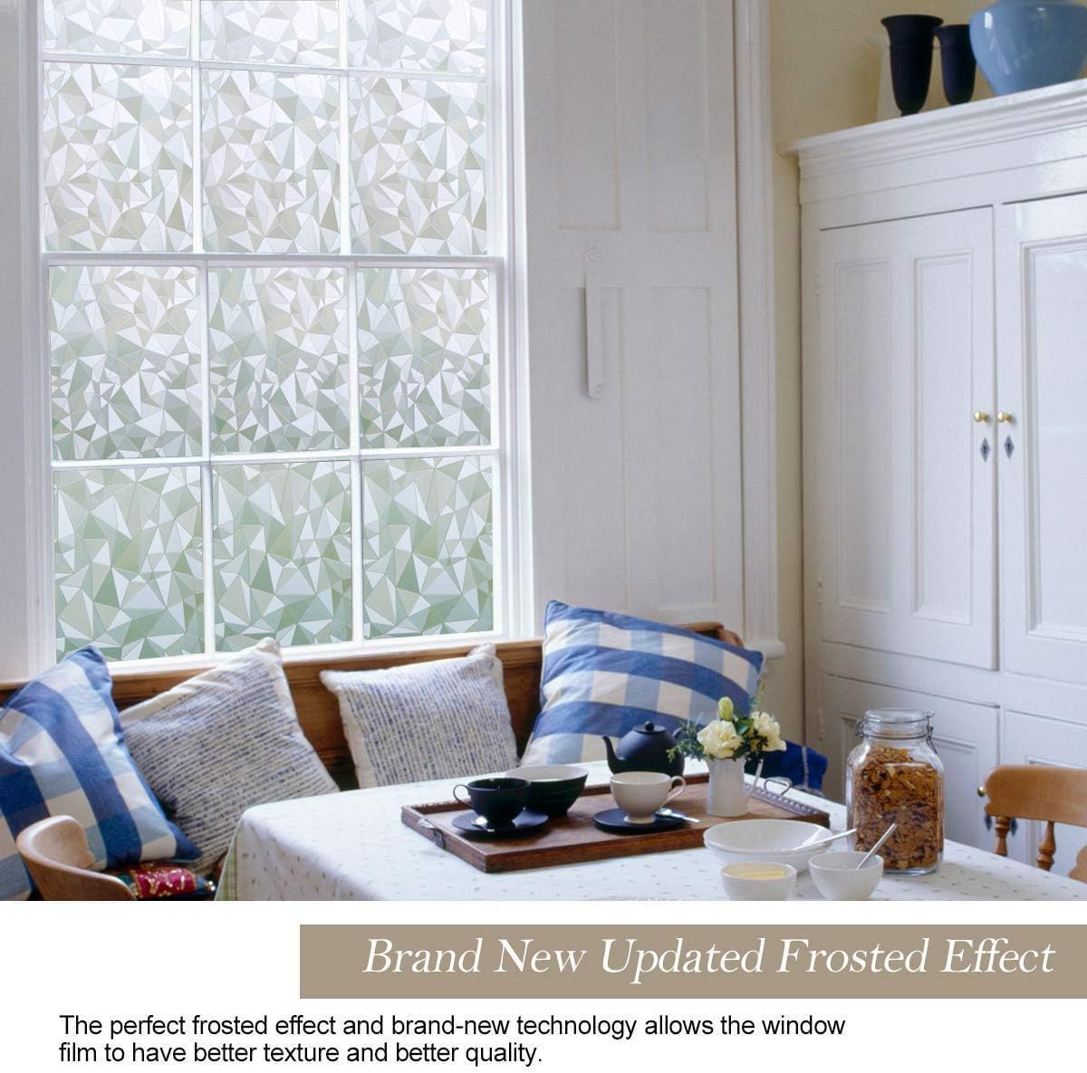 Bloss Privacy Window Film, 3D Diamond Decorative Cling for Home Office Privacy/Decoration, 35.4"x 78.7"