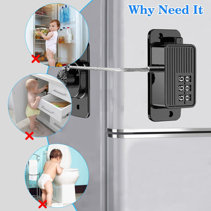 2 Pcs Refrigerator Fridge Freezer Door Lock with Password, Child Proof for Kitchen Refrigerator, Cabinets, Drawers