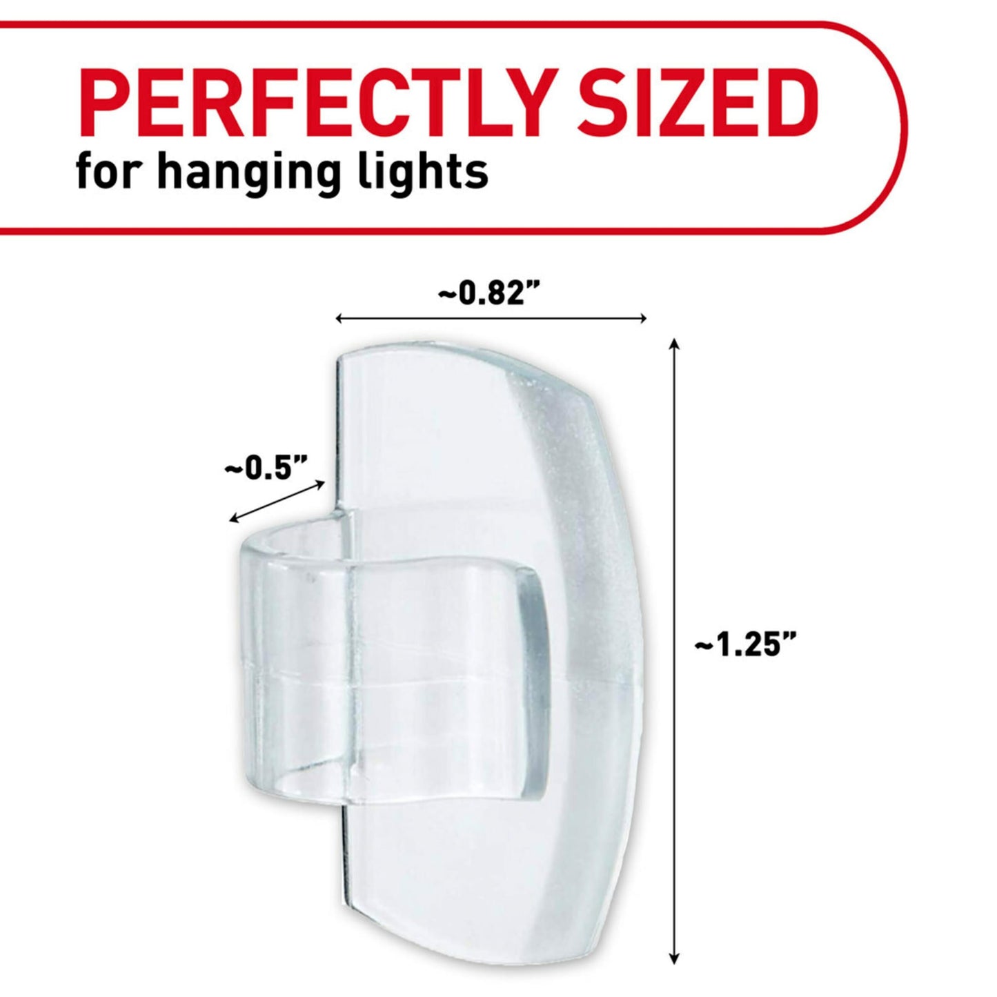 Command Outdoor Light 4 Pack of 16 Clear Clips and 20 Strips, Damage Free Hanging with Adhesive Strips, Wall Clips for Hanging Outdoor Lights and Cables Outside