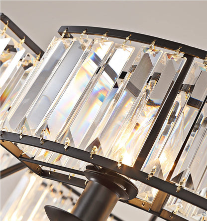 yomay Farmhouse Crytal Chandeliers Dining Room Pendant Light Fixture Black Chandelier with K9 Crystal for Living Room Dining Room Foyer High Ceiling