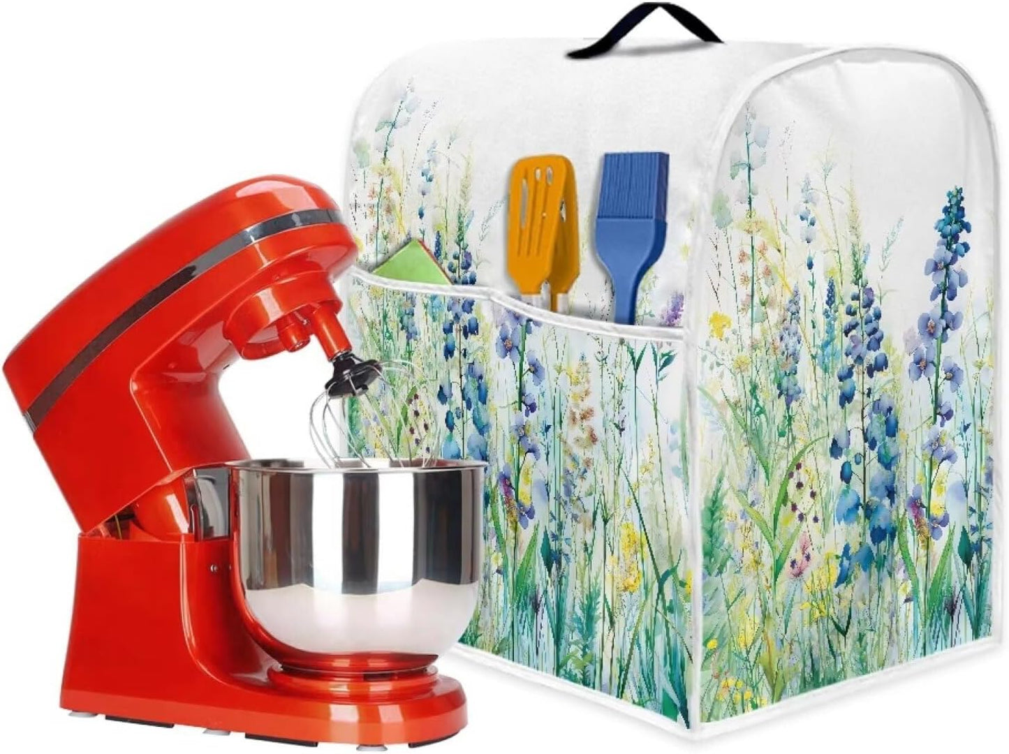 Dust Cover, Blue Green Floral for Tilt Head 4.5-5 Quart Kitchen Stand Mixer & Extra Accessories, Easy to Clean