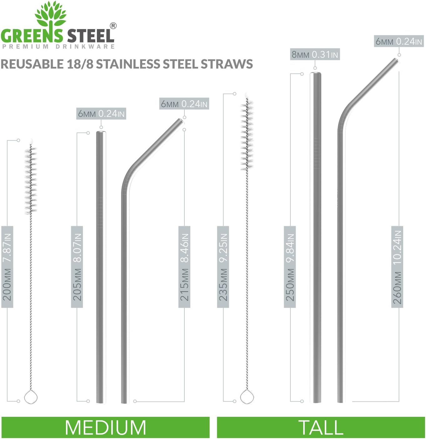 Stainless Steel Straws (Tall)