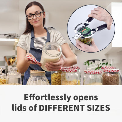 Topoem Jar Opener, Multi Jar Openers for Seniors, Stainless Steel Jar Lid Opener, Bottle Opener for Seniors with Arthritis, Weak Hands