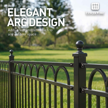 Fencer Wire 104FT Heavy Duty Arc Fence Barrier Kit, Anti-Rust Metal Steel Fence with 4FT Height X 5FT Width Panels, Gate, Posts, Connectors, Outdoor Fencing for Yard, Pool, Patio