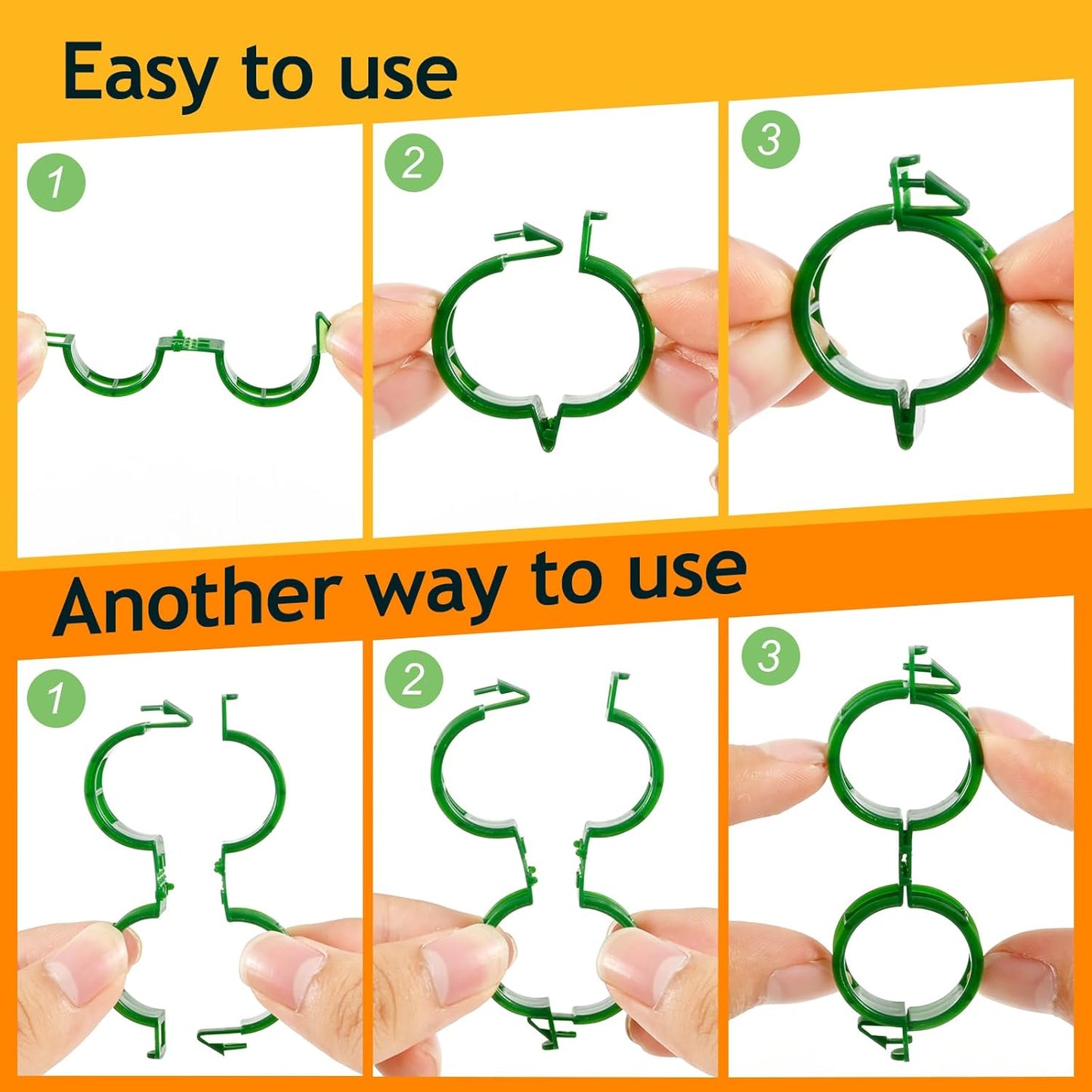 Skiennix 200Pcs Plant Support Clips - Secure Tomato & Grape Vine Clamps for Garden Netting (Green)
