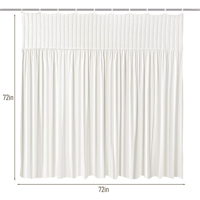 Treory Valentine’s Day White Shower Curtain Set, Victorian Linen Shower Curtain for Bathroom with Fabric Ropes, Romantic Modern Decor for Girls & Women, 72" x 72"