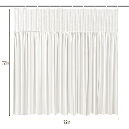 Treory Valentine’s Day White Shower Curtain Set, Victorian Linen Shower Curtain for Bathroom with Fabric Ropes, Romantic Modern Decor for Girls & Women, 72" x 72"