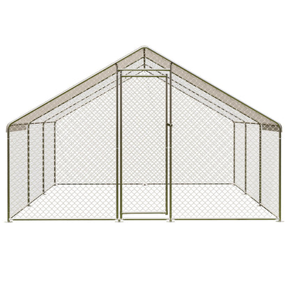 Large Chicken Coop with Cover, Large Metal Chicken Coop,Metal Chicken Run & Spire Roof Outdoor Enclosure with Lock,for Backyard, Farm, Housing Chickens, Ducks, Rabbits