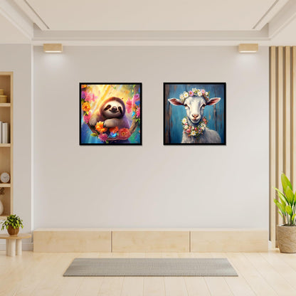 Zlinnar DIY Sloth Diamond Painting Kits for Adults Beginners Animal Diamond Painting 5D Round Full Drill Painting Dot Paint with Gem Art Kits Home Wall Decor Gift 12×12 Inches