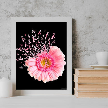 EATUKYIC Vintage Breast Cancer Awareness Pink Daisy Flower Diamond Painting Kits DIY Full Round Drill Soft Canvas Art Craft Kit 12x16 Inch