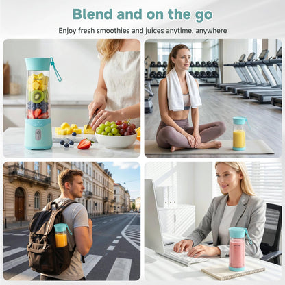 COKUNST Portable Blender, USB C Rechargeable Personal Blender, Small Smoothie & Shake Maker with 6 Blades, Compact Travel Mini Juicer Cup with Extra Lid for Home, Gym, Office, 18oz, Green
