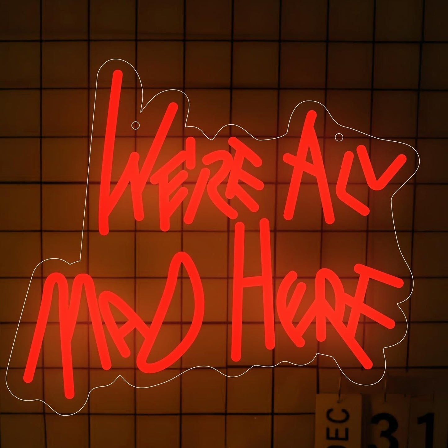 Neonawall Neon Sign for Wall Decor Light Up Letters Business Led Sign Birthday Party Gifts Led Decorative Night Signs Room Decorations Birthday Party Signs for Bar Club (We’ re All Mad Here)