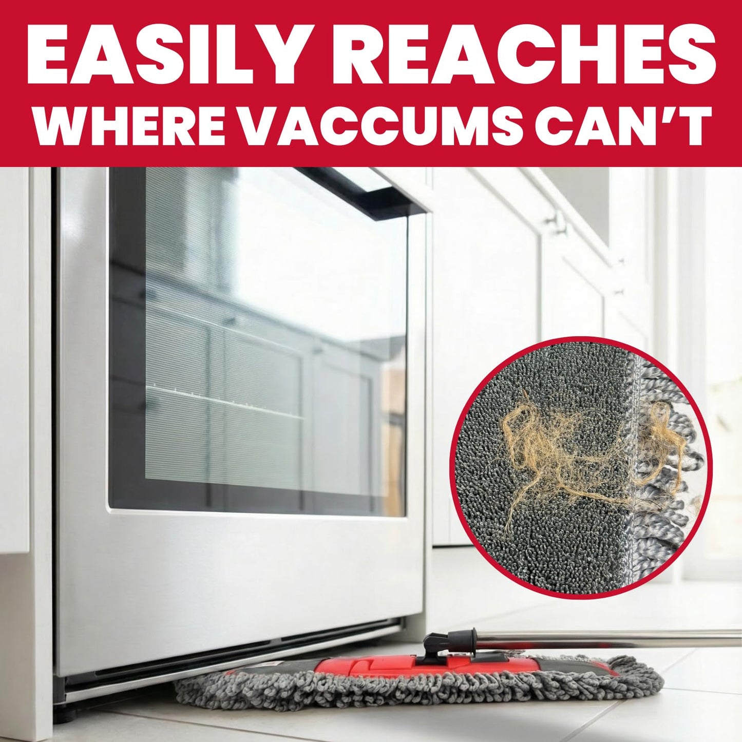 Dust Mop for Floor Cleaning with 4-in-1 Washable Pad System, Wet & Dry Multi-Purpose Mop with Built-In Scraper and Extra-Long 62'' Stainless Steel Handle for Hardwood,Vinyl,Laminate,Tile,Marble Floors