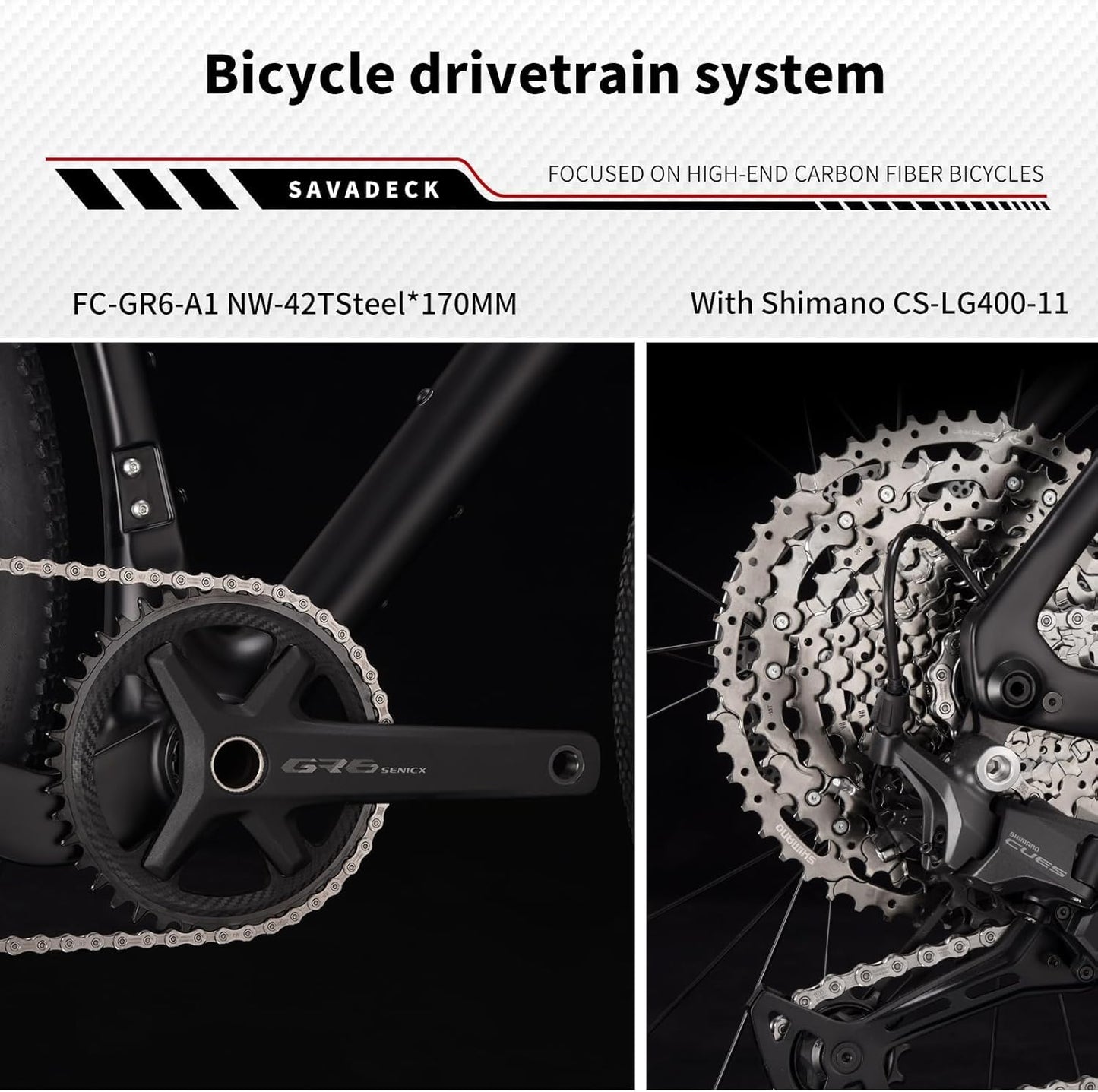 SAVADECK Carbon Gravel Bike - T800 Carbon Frame & Fork | Shimano U6000 11-Speed Groupset | Hydraulic Disc Brakes | 700CX40mm All-Terrain Tires | Men & Women Road/Off-Road Bicycle (53cm, Gold)