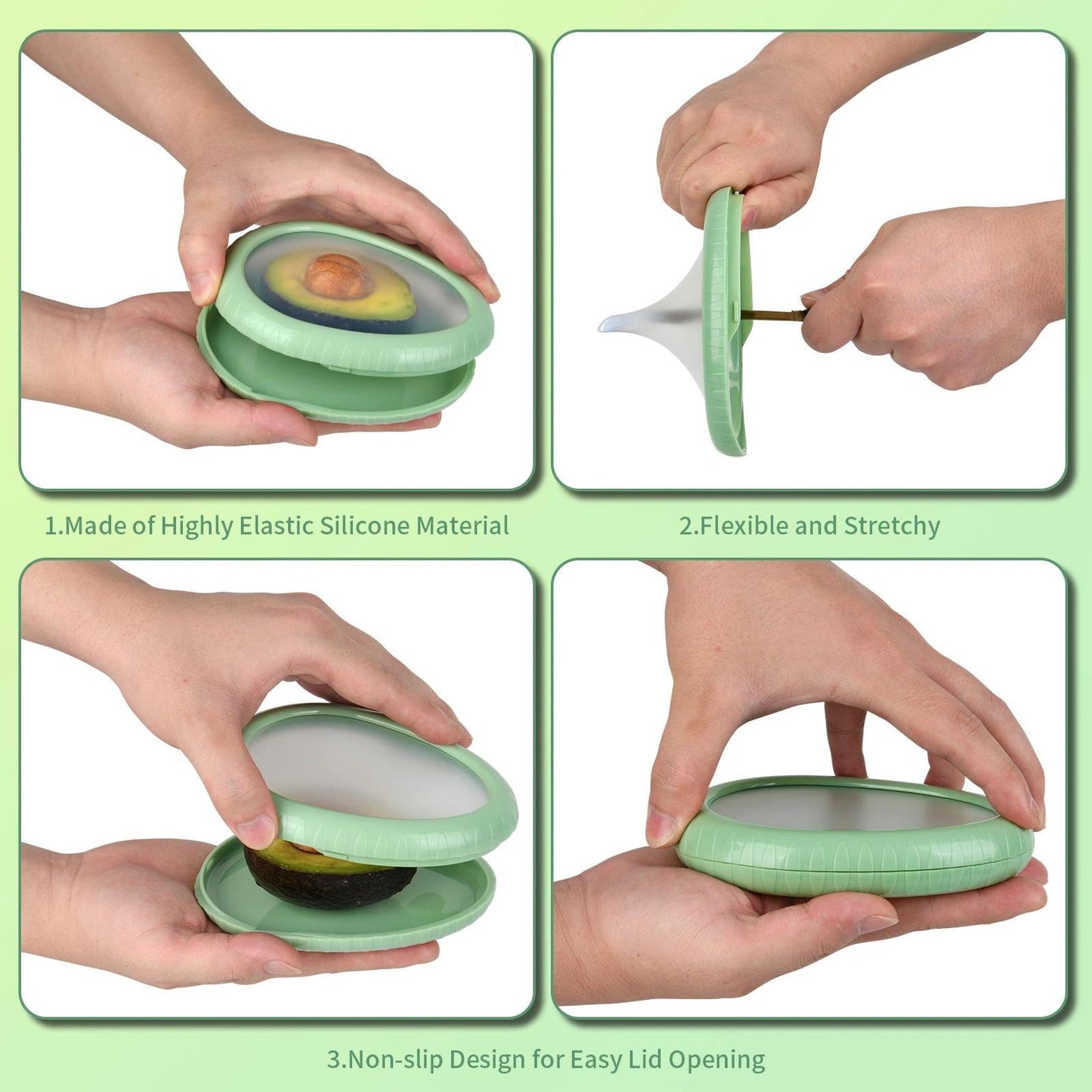 AWLGAK Avocado Saver Set of 4 Silicone Stretch Food Storage Pods, Reusable Produce Saver Containers for Fridge,Onion Keeper Lemon Tomato Vegetable Fresh Keeper