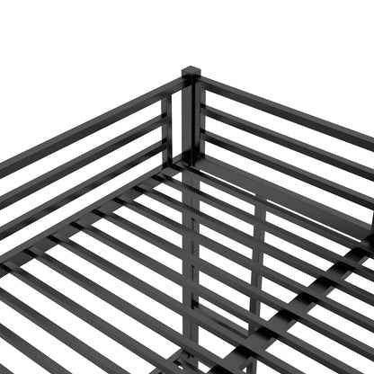 Bellemave Adults Bunk Bed Queen Size, Queen Size Bunk Beds Frame with Safety Guardrail and Build in Ladder, Easy Assemble Bunkbeds, Mattress Not Included, Black