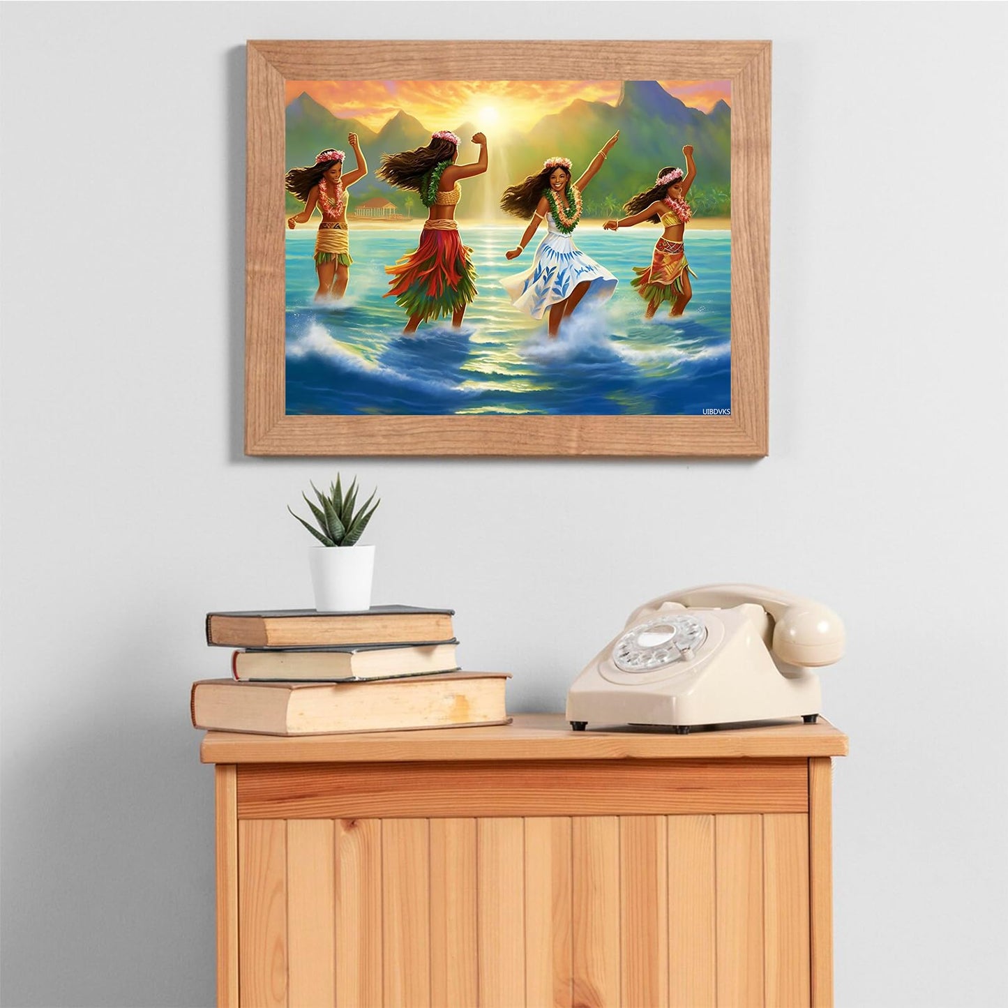 UIBDVKS Funny Hawaiian Dancers Diamond Painting Kits for Adults Diamond Art DIY 5D Full Round Drill Crystal Rhinestone Arts and Crafts for Home Decor Wall Decor 12X16Inch