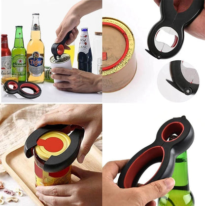 Can Opener for Seniors with Arthritis, Easy Opener with Silicone Gripper, Adjustable 6 in 1 Bottle Jar Lid Opener
