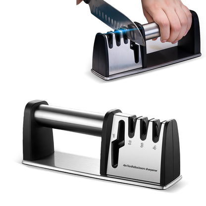Knife Sharpeners, 4 in 1 Professional Chef's Kitchen Knife Accessories, Kitchen Blade & Scissors Sharpening Tool, Versatile Manual Knife Sharpener, Easy to Use, for Kitchen Knife
