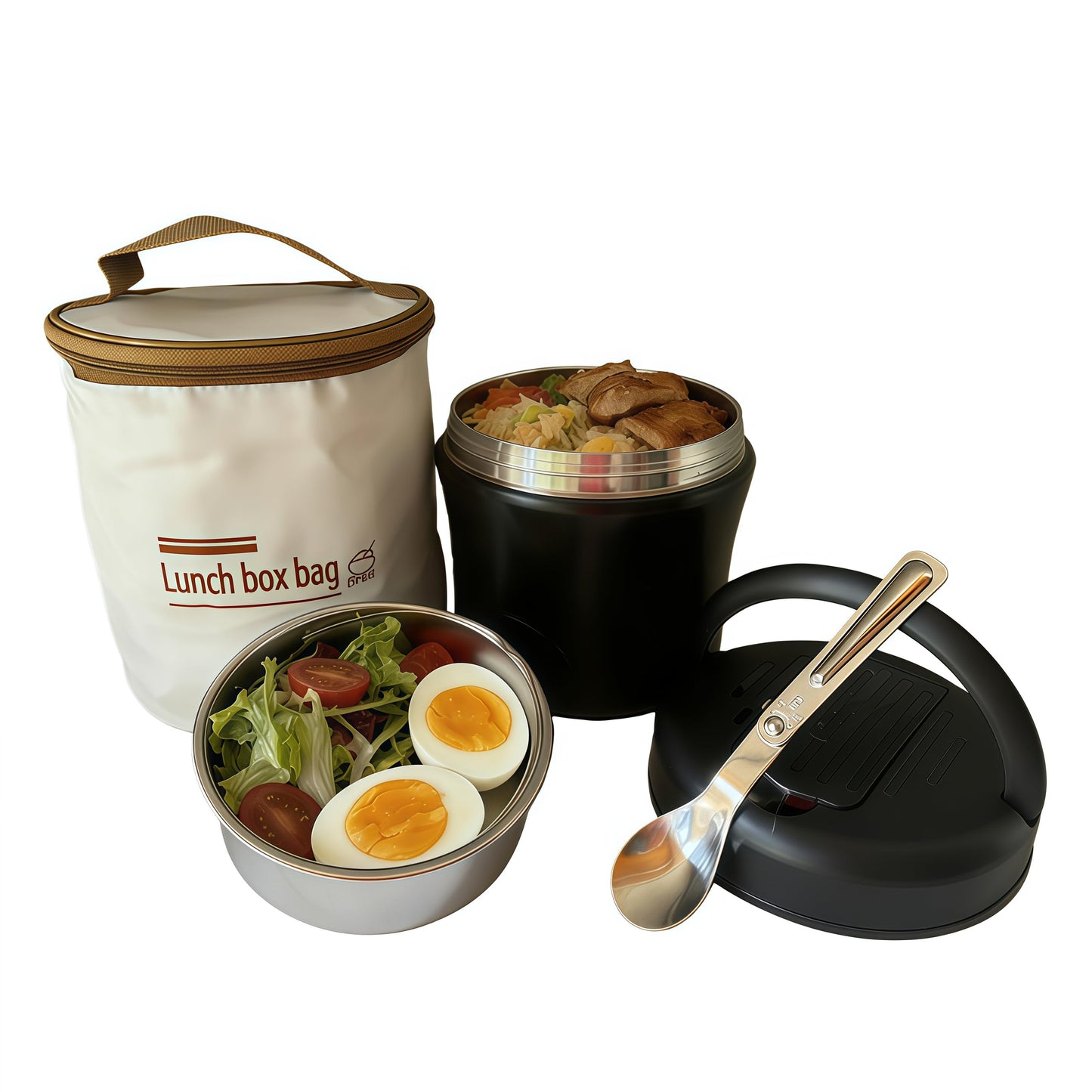 Yuyng Way 40oz Insulated Lunch Container with Thermal Bag & Folding Spoon – Stainless Steel Leak Proof Food Jar, Large Capacity Bento Box for Hot Food, Thermos for Adults Office Work