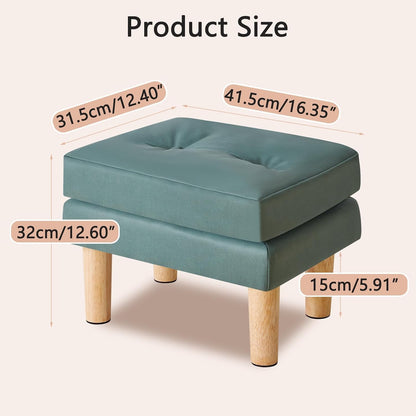 16.34" 12.4" W12.6" UHBD041GR YMYNY Small Footstool Ottoman, Faux Leather Footrest with Sponge Padded Seat, Step Stool
