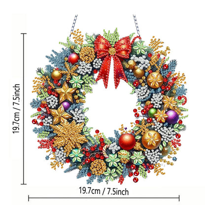 Morudeor Christmas Hanging Diamond Art Kits for Adults, DIY Winter Holiday Xmas Special Shape Rhinestone Gem Craft, Christmas Wreath Acrylic Diamond Hanging Pendant Ornament Kits for Home Decor