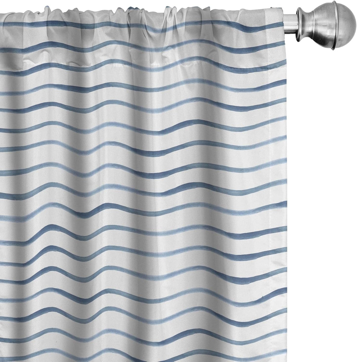 Ambesonne Harbour Stripe Window Curtains, 2-Panel Set with Rod Pocket, Abstract Nautical Ocean Design, 28" x 63" Blue