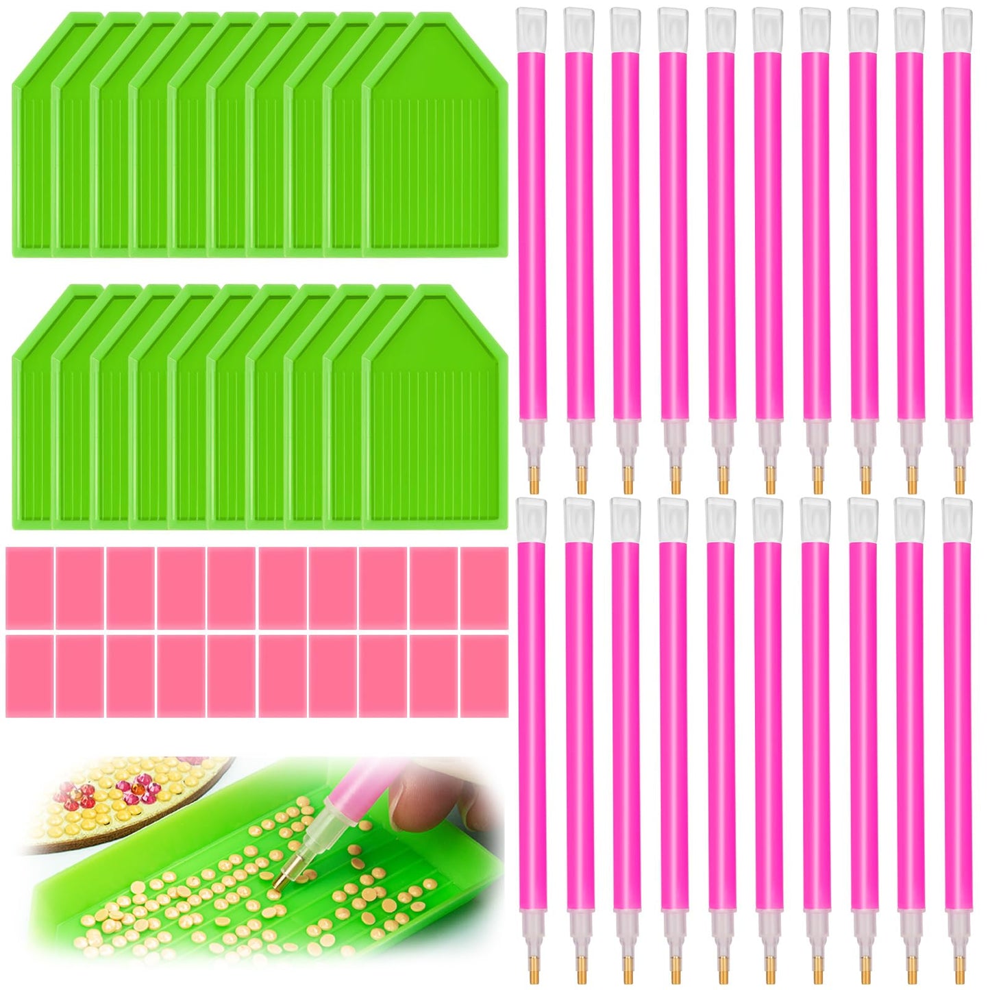 60PCS Diamond Art Painting Tools 5D Diamond Art Wax Accessories with 20 Drill Pen Grip Tray, Diamond Painting Kits for Kids Adults DIY Diamond Painting Crafts