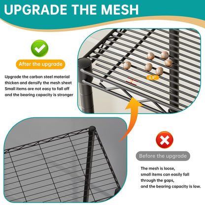 SINGAYE Metal Shelves Wire Shelving：Storage Rack Standing Units Shelf for Kitchen Laundry Bathroom Closet Organizers Pantry Narrow Mesh Adjustable 10" D x 16" W x 55" H Black