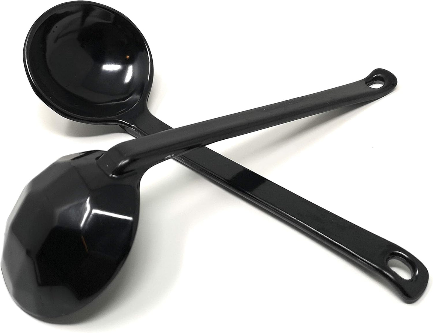 ASIAN HOME Black Melamine Long Handle Spoons for Ramen, Soup, Hot Pot, Mixing, Stirring, 8.25 Inches (2 Spoons)