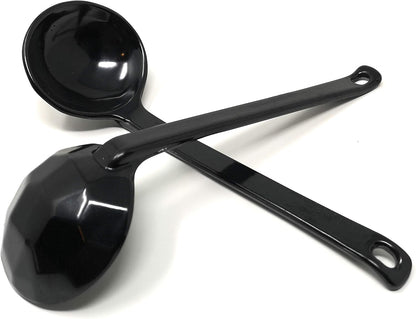 ASIAN HOME Black Melamine Long Handle Spoons for Ramen, Soup, Hot Pot, Mixing, Stirring, 8.25 Inches (2 Spoons)
