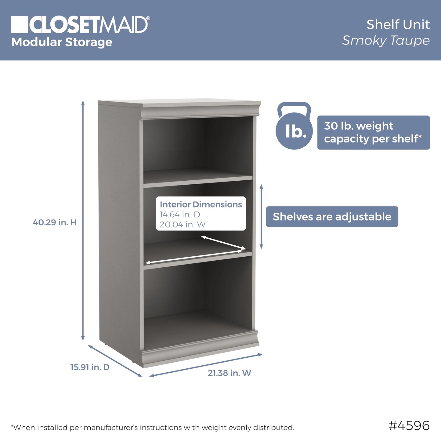 ClosetMaid Modular Storage 106.97-inch W 8-Drawer 18-Shelf Entertainment System with Doors, Smoky Taupe