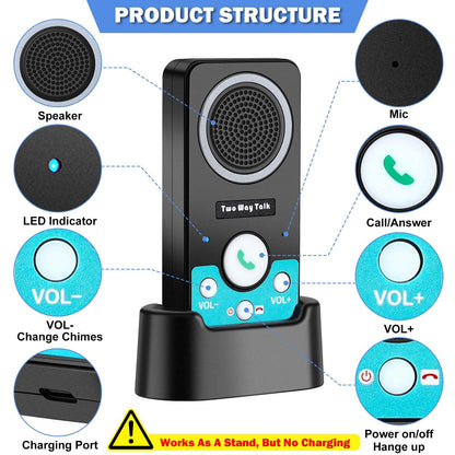 UHAXZ Intercoms Wireless for Home, Hands-Free Wireless Intercom, Long Range, 8 Volume Levels, 4 Chime Full Duplex 2 Way Intercoms System for House, Business(3 Intercoms Black)