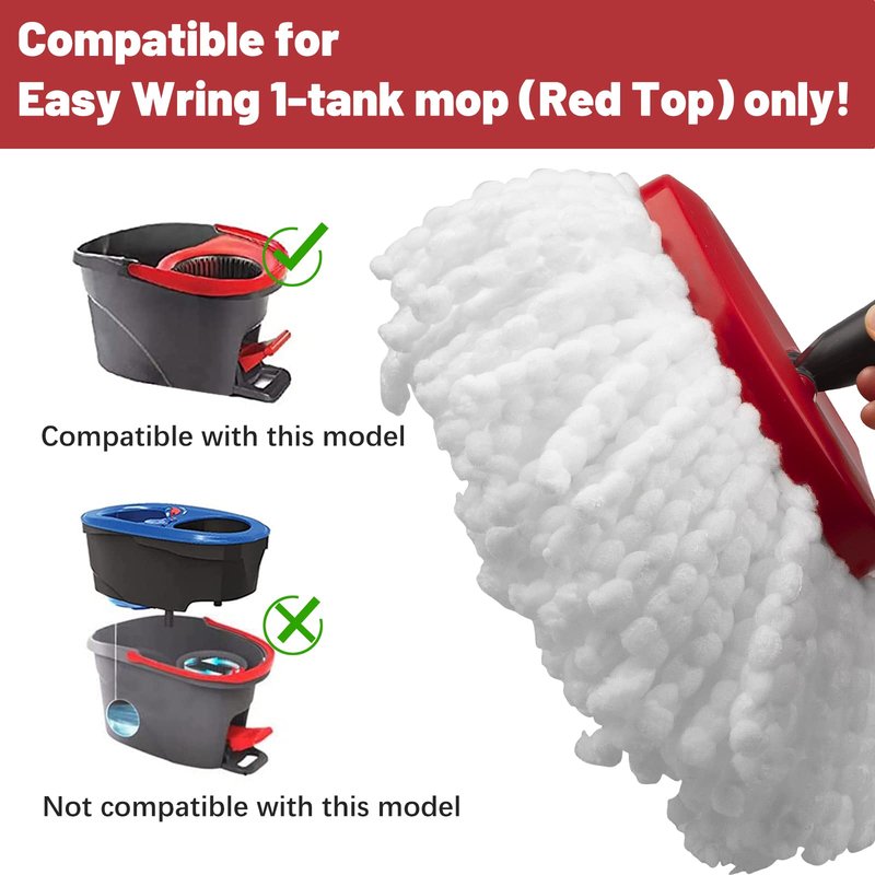4 Pack Mop Replacement Heads Compatible with Ocedar Mops Replace Head EasyWring Spin Mop Heads Replacements - Includes 1 Rotating Mops Base, Microfiber Mop Refills, Easy Cleaning