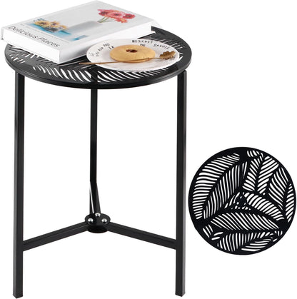 1-Pack 13-Inch Party Zealot Small Round Metal Side Tables, Black Outdoor End Tables for Patio, Balcony, Porch or Garden