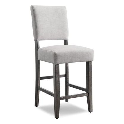 Leick Home Brax Counter Height Stool with Upholstered Back and Wood Base – Set of 4 for Elevated Kitchen Counters, High Top Tables, and Bars – Modern Chairs in Blackbean and Heather Gray, 214932