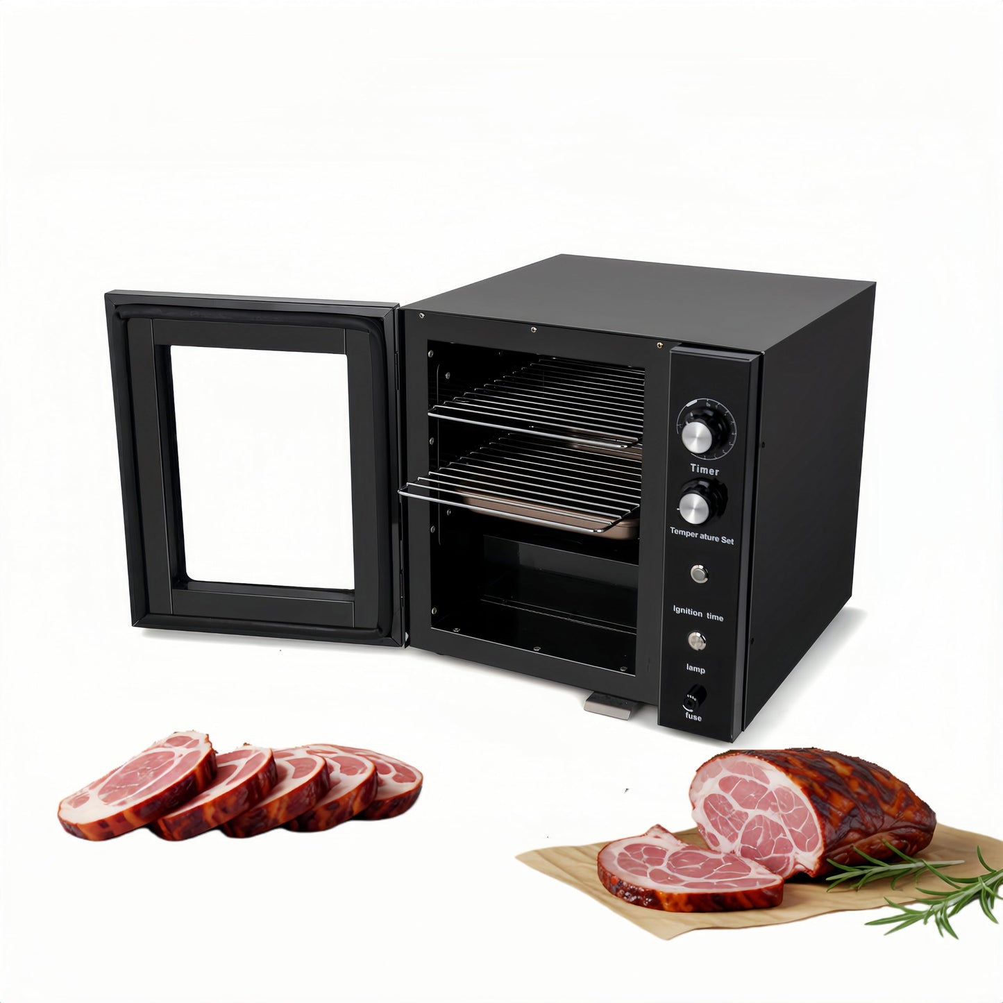 Clivia Electric Vertical BBQ Smoker 10L,Smoker Grill 30-110℃/800W,Heavy Duty Square BBQ Grill Multi-Function Cabinet for Outdoor Cooking or Kitchen and Party，Black