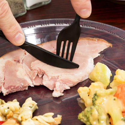 250 Plastic Cutlery Packets - Knife Fork Spoon Napkin Salt Pepper Sets | Black Plastic Silverware Sets Individually Wrapped Cutlery Kits, Bulk Utensil Cutlery Set Disposable To Go Silverware