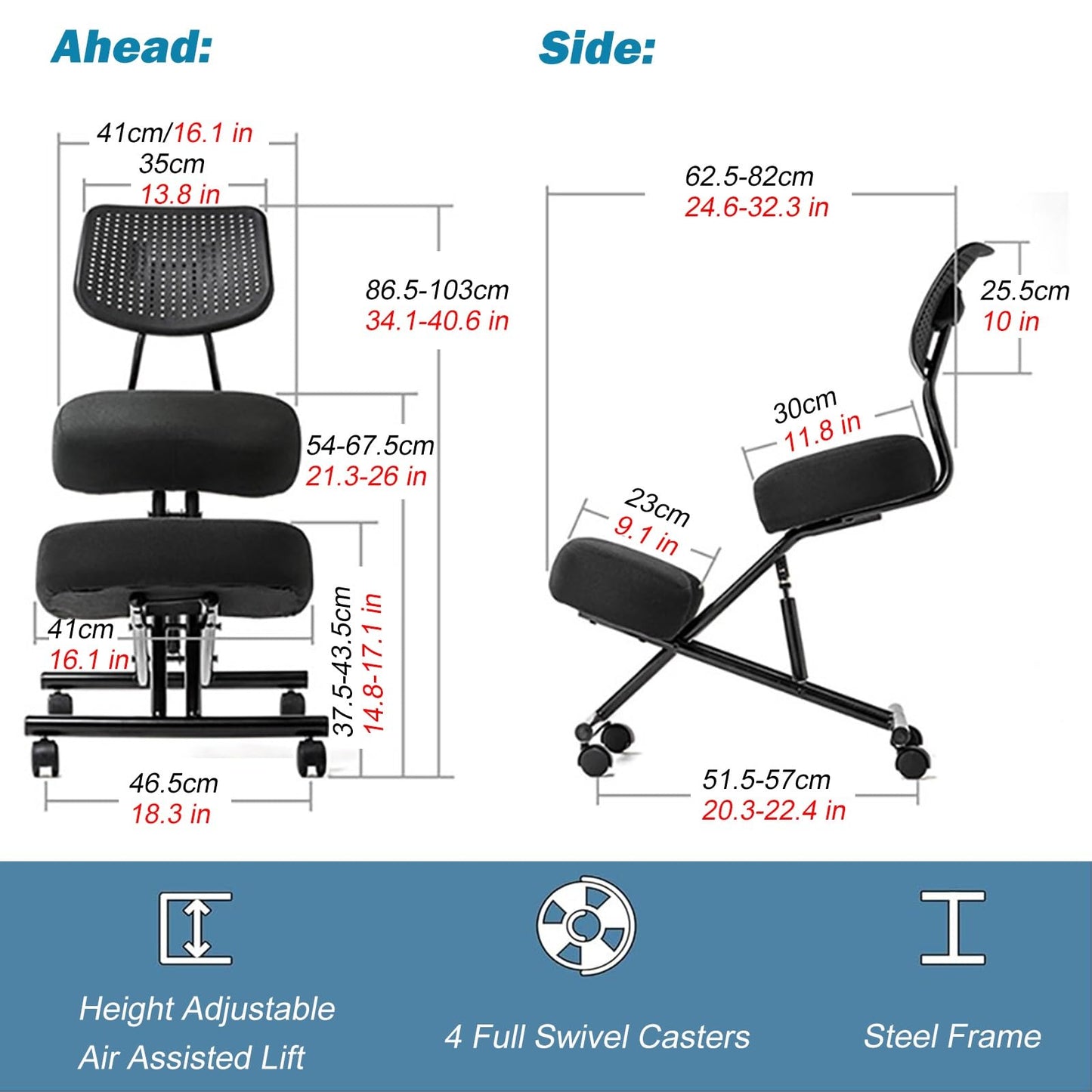 Office Chair Cross Legged Chair，Height Adjustable Ergonomic Office Chair with 360° Casters, Meditation Chair with Back, Kneeling Chair for Fitness Fanatics/Home Workers/Yoga Lovers