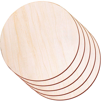 Audab 5 Pack 14 Inch Wood Circles Unfinished Rounds for Crafts, Door Hanger, Door Design, Wood Burning
