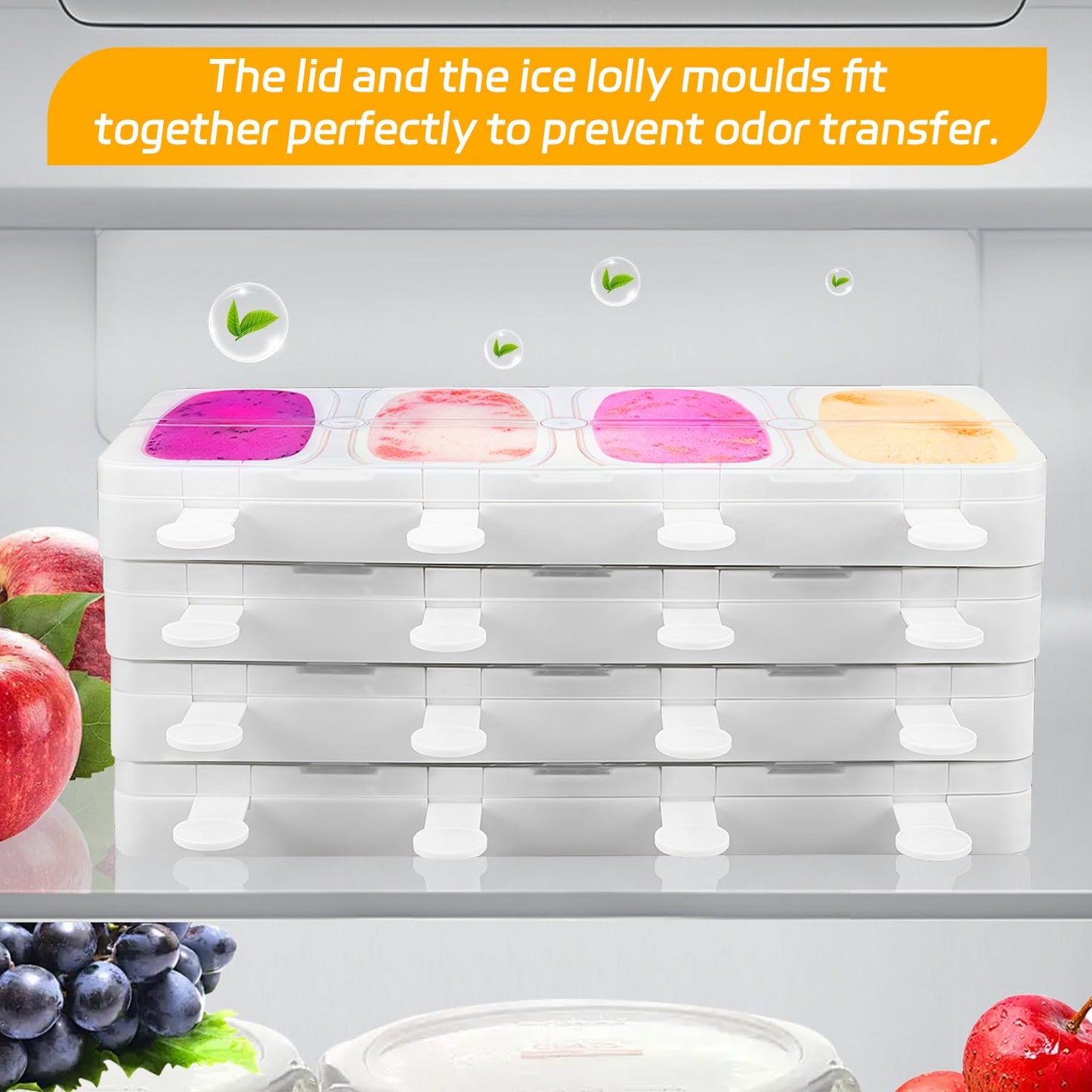 Alinana Stackable Popsicles Molds, 2-Pack BPA-Free Popsicle Molds with Sticks, Ice Pop Mold for Homemade Fruit, Yogurt, and Smoothie Popsicles