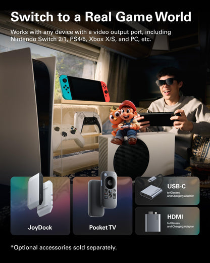 RayNeo Air 3s Pro AR/XR Glasses - 201'' 1200 Nits 120Hz HueView 2.0 Video Display Glasses, Smart Gaming Glasses for iPhone 16,15/Android/Mac/Switch 2/PS5/SteamDeck - Next-Gen Personal Theater