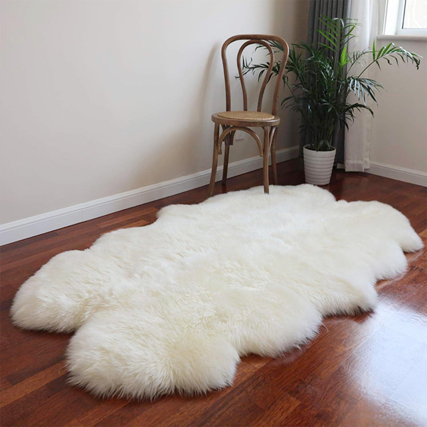 WL&ALLEN Sheepskin Rug - Genuine Thick & Lush 3 Inch Pile, Luxury Australian Pelts | Large Single Pelt 4'4" x 6'6", Ivory White