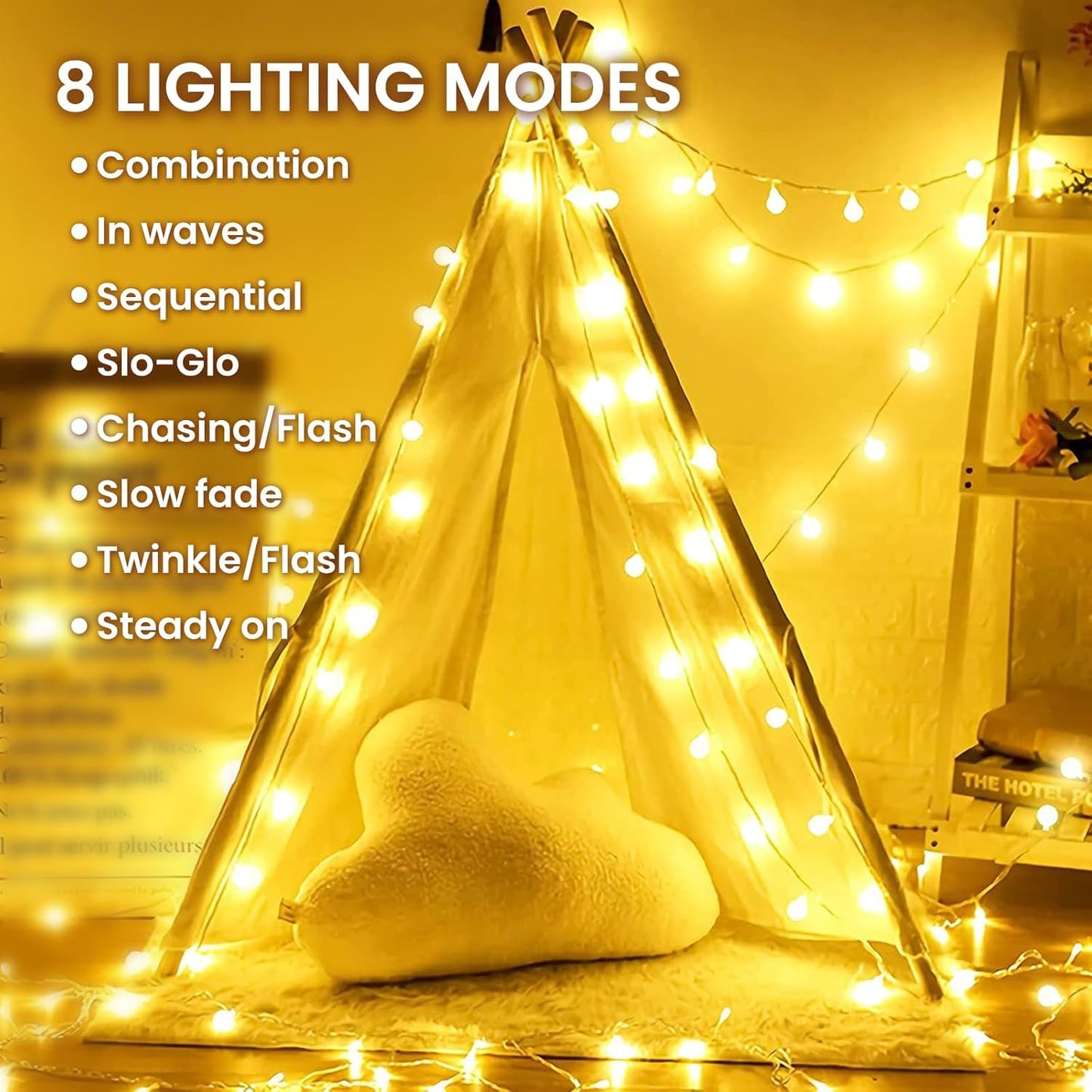 200Led 75FT 8 Dailyart Globe String Lights, Waterproof Fairy Lights Plug in Modes with Remote Control, Brightness