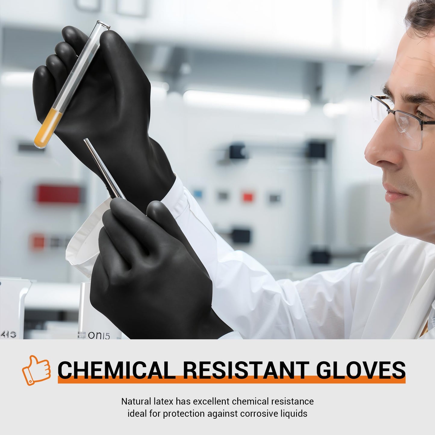 ThxToms Heavy Duty Latex Gloves,Long Rubber Gloves, Chemical Resistant Gloves,Puncture Resistant, Resist Acid,Oil,Alkali, Waterproof for Industrial Cleaning, Gardening, 22", 1 Pair