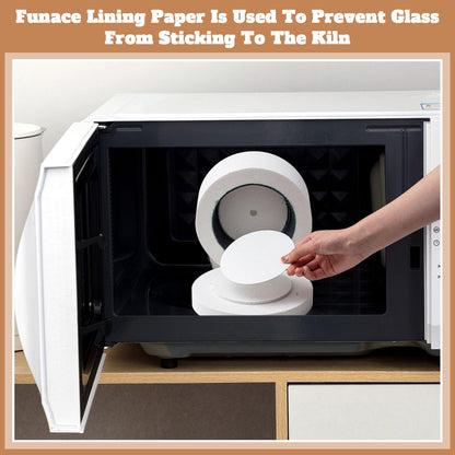 Tujoe 1 Pcs Large Microwave Kiln with 50 Pcs Kiln Paper Professional Glass Jewelry DIY Tools Pottery Kit for Home Use Glass Fusing Melting Jewelry Making Fuseworks Beginners