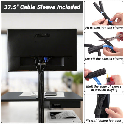 Natwind Mobile Workstation Cart with Monitor Mount, Height Adjustable Rolling Computer Desk with Cable Management Tidy, Heavy-Duty Standing Desk with CPU Holder for Office, School, Medical, Workshop
